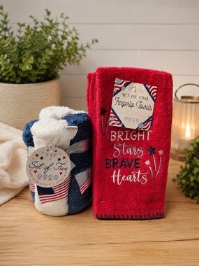 Patriotic Hand Towel & 5 Piece Washcloth Set